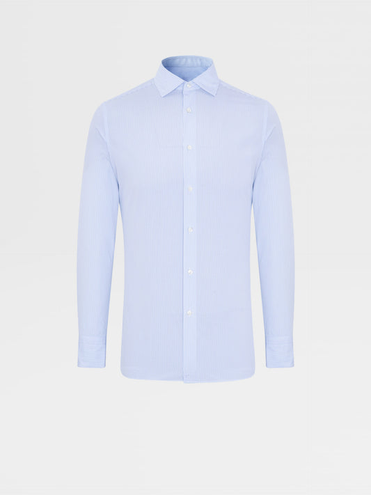 淺藍色條紋 TROFEO 棉質長袖襯衫