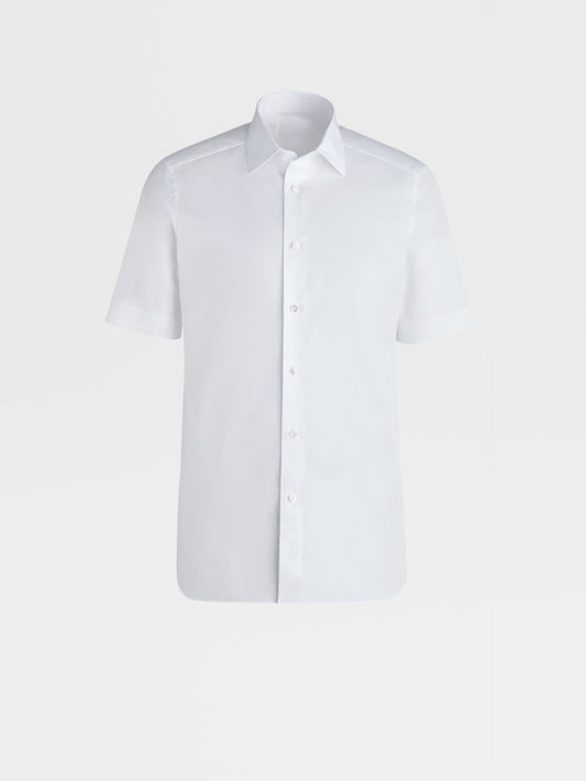 白色 TROFEO 棉質短袖襯衫