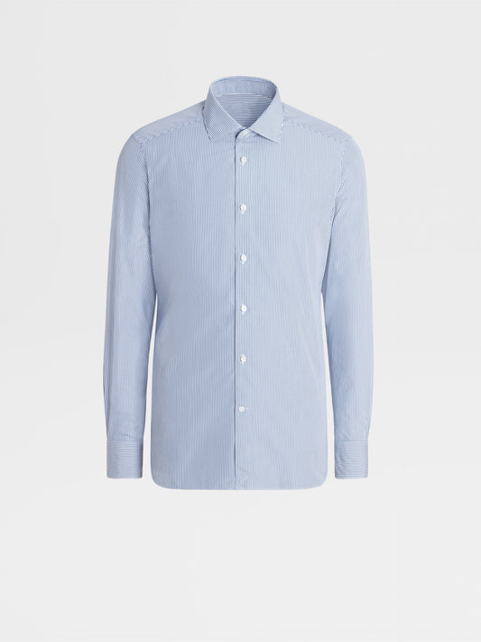 藍綠色條紋 TROFEO 棉質長袖襯衫
