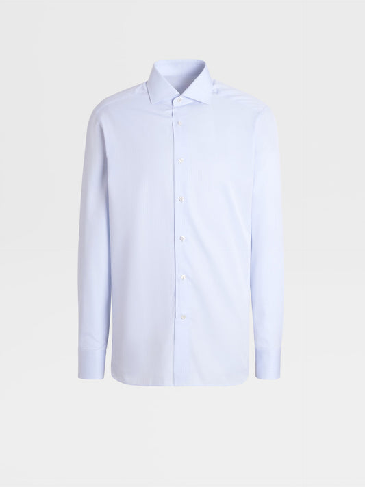 淺藍色條紋棉質長袖襯衫