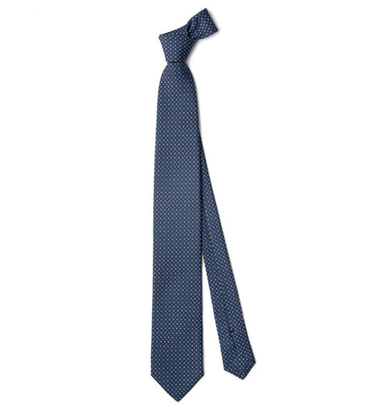 藍色印花 絲綢 領帶