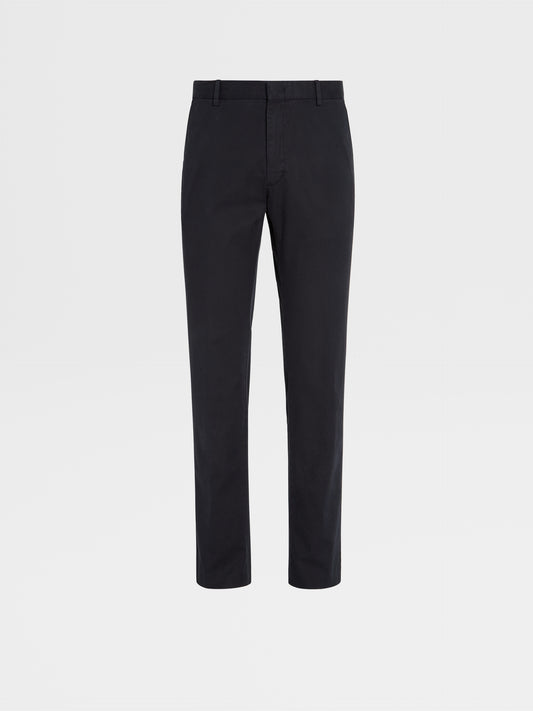 海軍藍頂級棉質成衣染色長褲