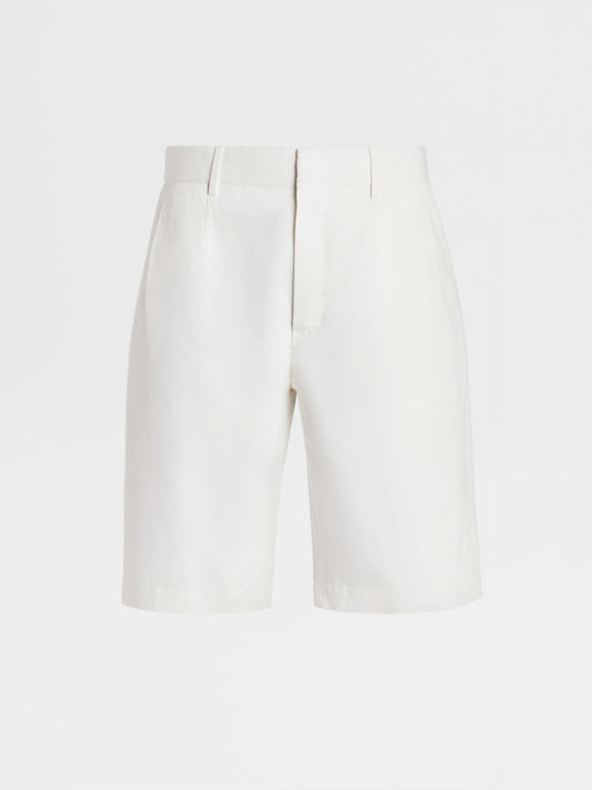 白色棉麻夏季風休閒短褲
